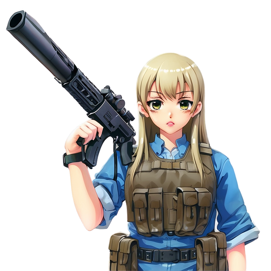 Anime Girl With Gun Png 05032024