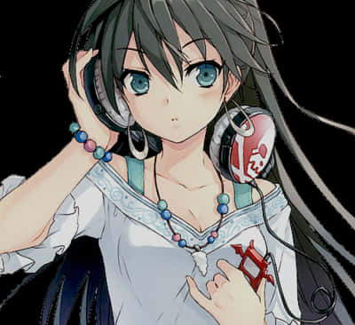 Anime Girl With Headphones PNG with transparent background