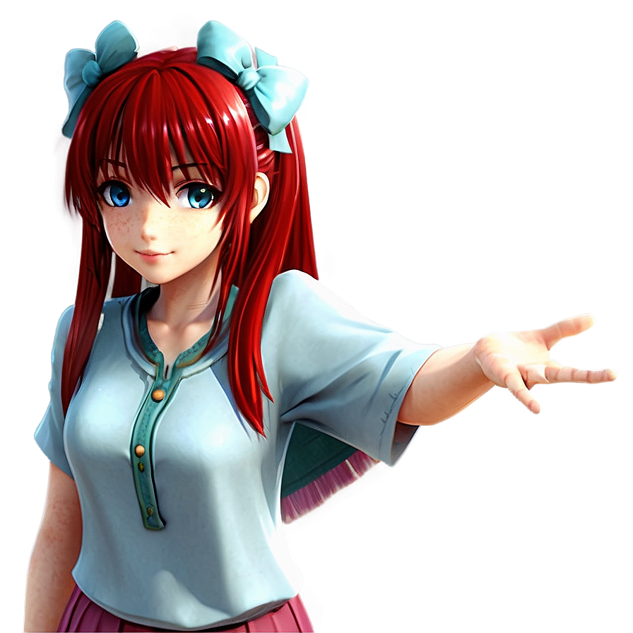 Anime Girl With Red Hair Png Jcy