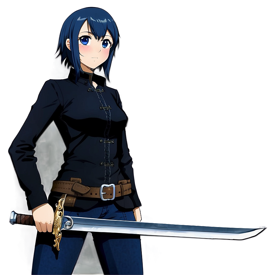 Anime Girl with Sword PNG hot PNG with transparent background