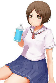 Anime Girl With Water Bottle