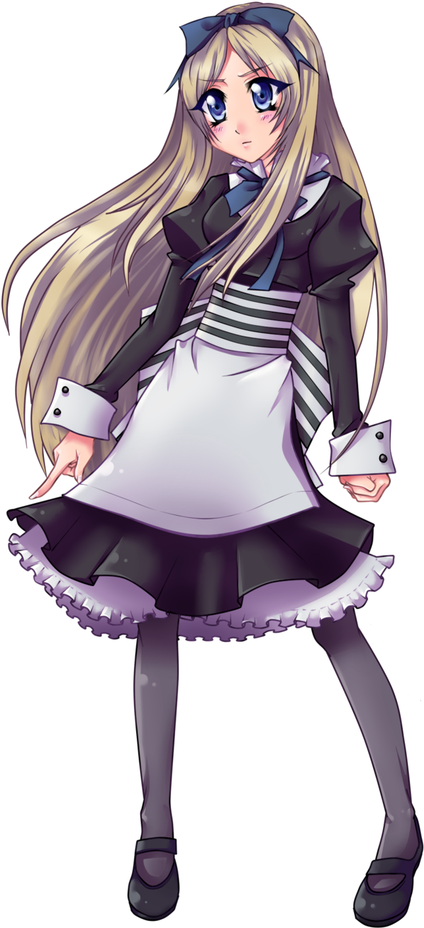 Anime Girlin Blackand White Dress