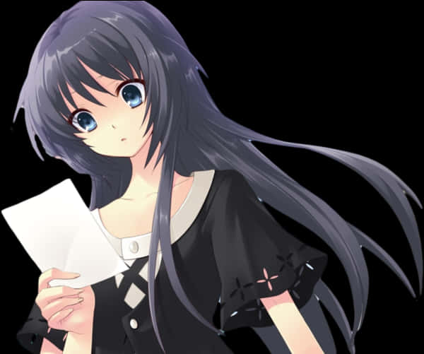 Anime Girls Png - Anime Girl With Letter, Transparent Png PNG with transparent background