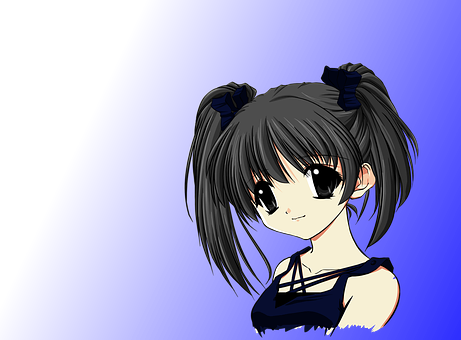 Anime Girlwith Twin Tailson Blue Background PNG with transparent background