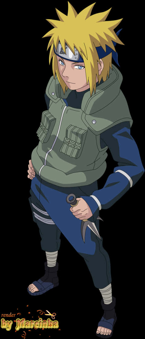 Anime Ninja Character With Kunai PNG with transparent background