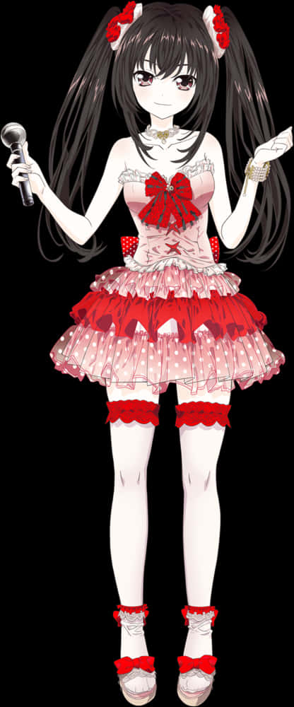 Anime Singerin Redand White Outfit