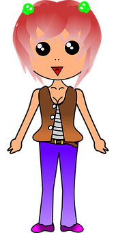 Anime Style Characterwith Pink Hair PNG with transparent background