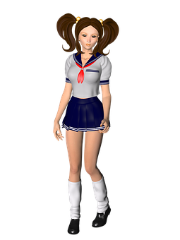 Anime Style Schoolgirl Character