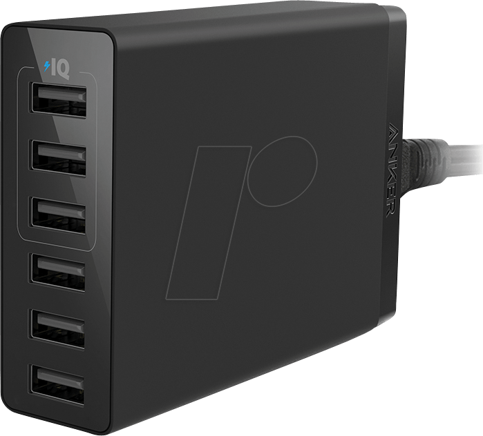 Anker Usb Charger Powerport 6, 30 W, Black Anker Ak-a2061311 - Anker Power Port, HD Png Download PNG with transparent background