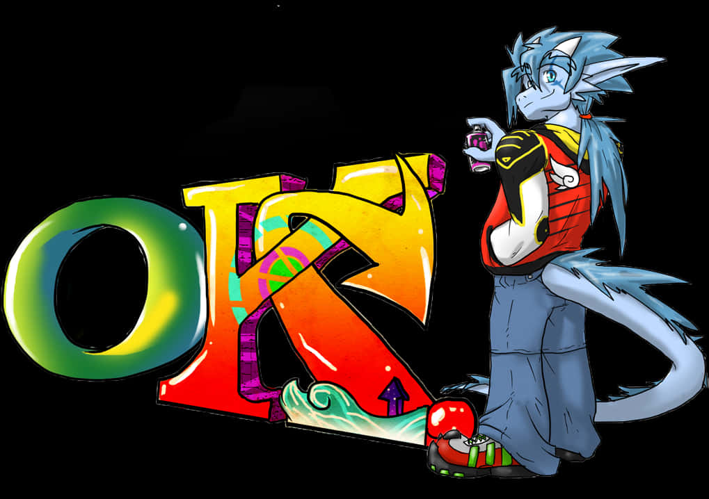 Anthropomorphic Graffiti Artist PNG with transparent background