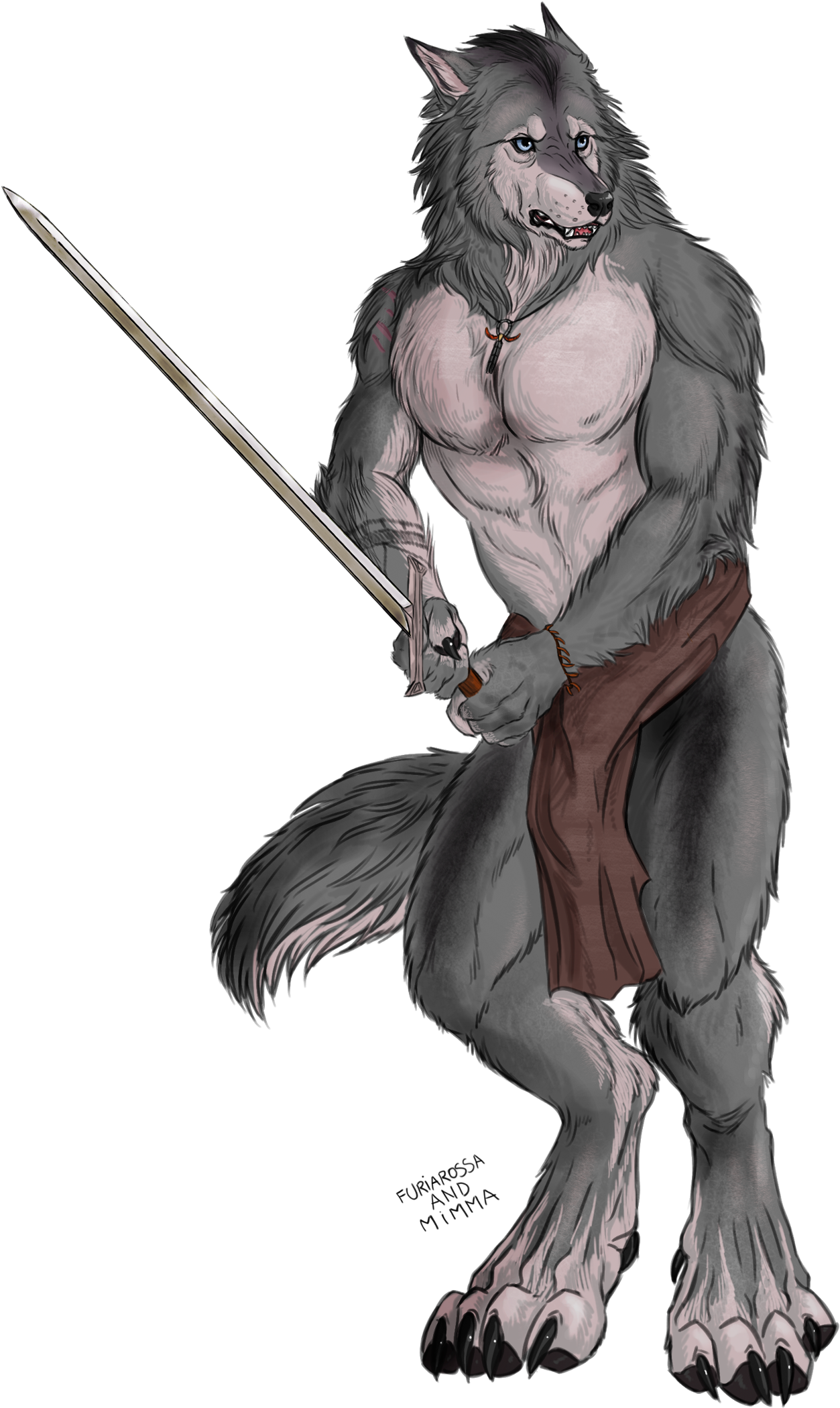 Anthropomorphic Werewolf Warriorwith Sword