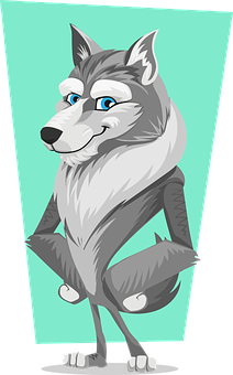 Anthropomorphic Wolf Cartoon PNG with transparent background