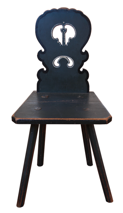 Antique Blue Wooden Chair PNG with transparent background