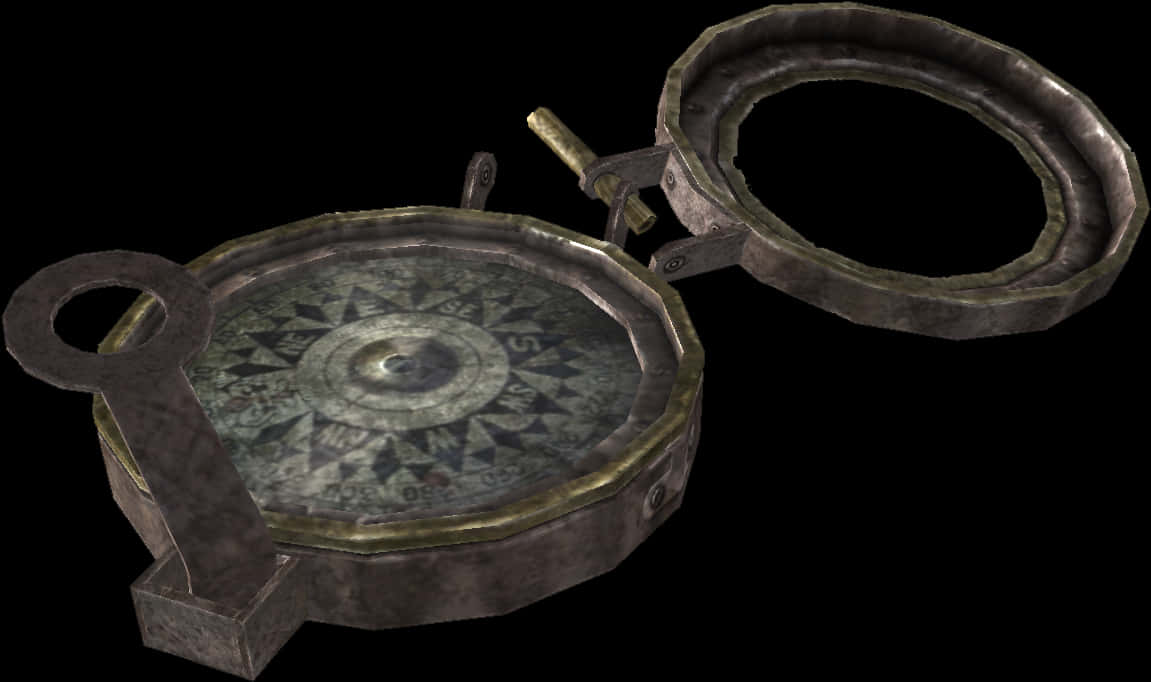 Antique Brass Compass PNG with transparent background