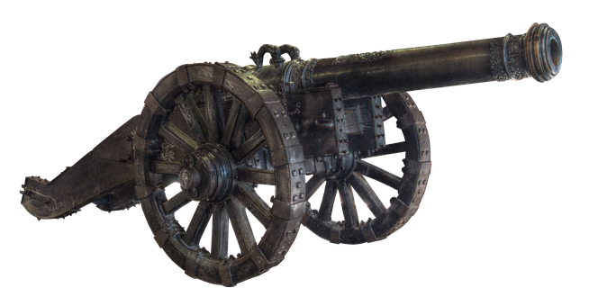 Antique_ Cannon_ Isolated_on_ Black_ Background PNG with transparent background