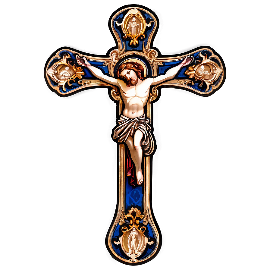 Antique Catholic Cross Illustration Png 06122024