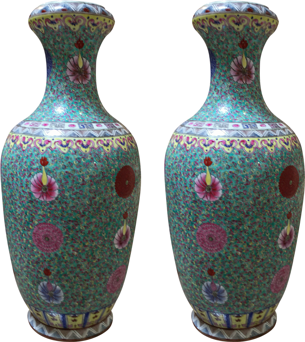 Antique Floral Cloisonne Vase