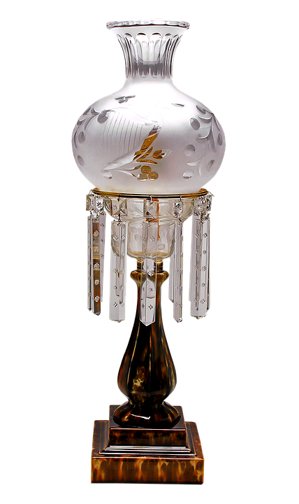 Antique Glass Oil Lamp PNG with transparent background