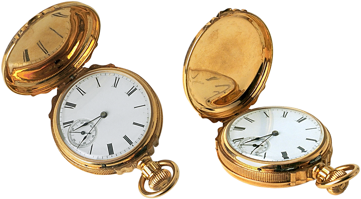 Clock Pocket Watch Gold Free Picture - Vintage Pocket Watch Transparent Background, HD Png Download PNG with transparent background