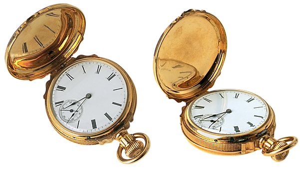Antique Gold Pocket Watches PNG with transparent background