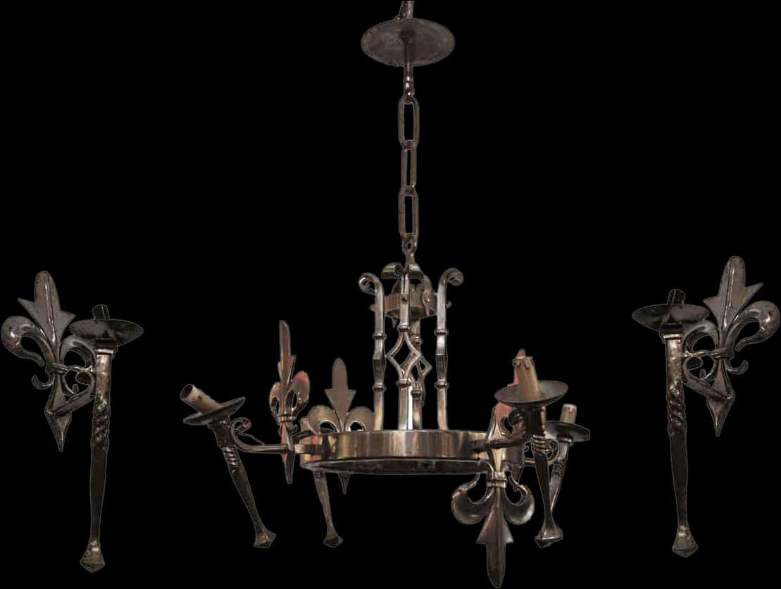 Antique Metal Chandelier PNG with transparent background