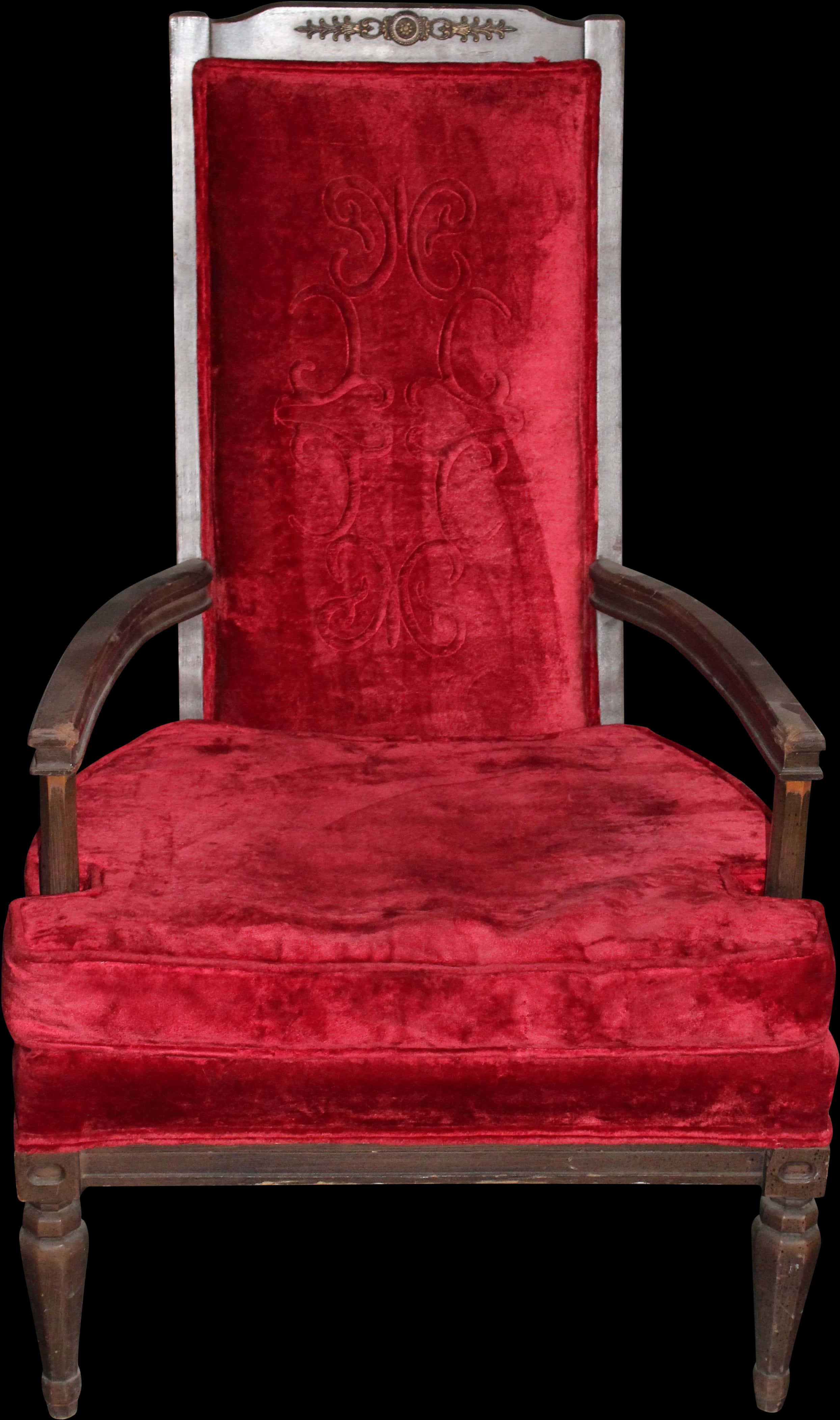 Antique Red Velvet Armchair