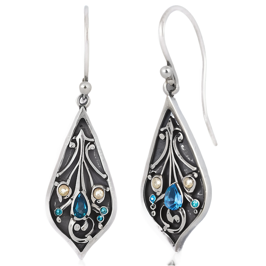 Antique Silver Earring Png 23