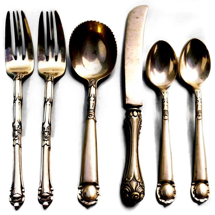 Antique Silverware Utensils PNG 06212024 PNG image with a transparent background, free high-resolution download