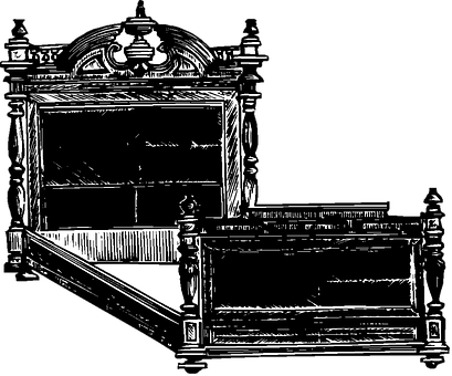 Antique Style Bed Illustration PNG with transparent background