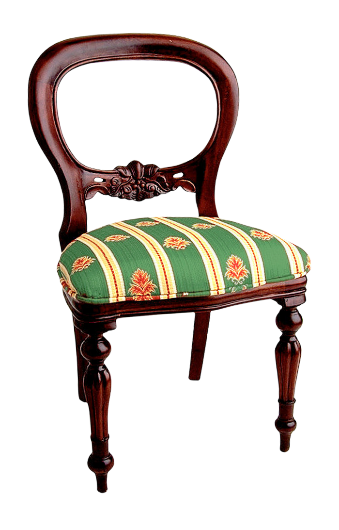 Antique Style Wooden Chairwith Upholstered Seat PNG with transparent background