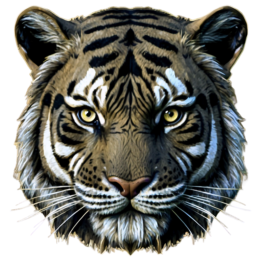 Antique Tiger Face Drawing Png Eab