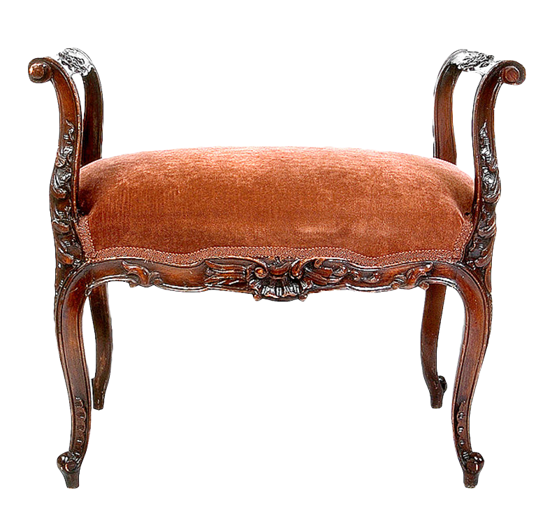 Antique Velvet Armless Chair PNG with transparent background