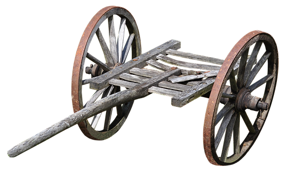 Antique Wooden Cart Wheels PNG with transparent background