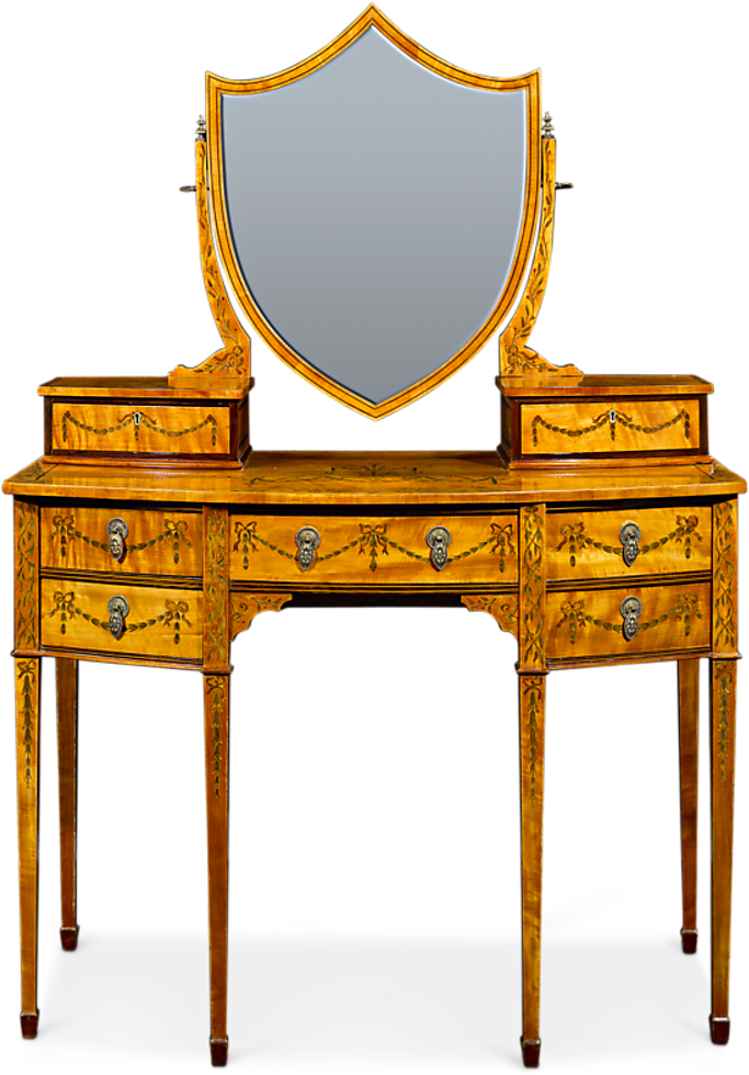 Antique Wooden Dressing Table With Mirror