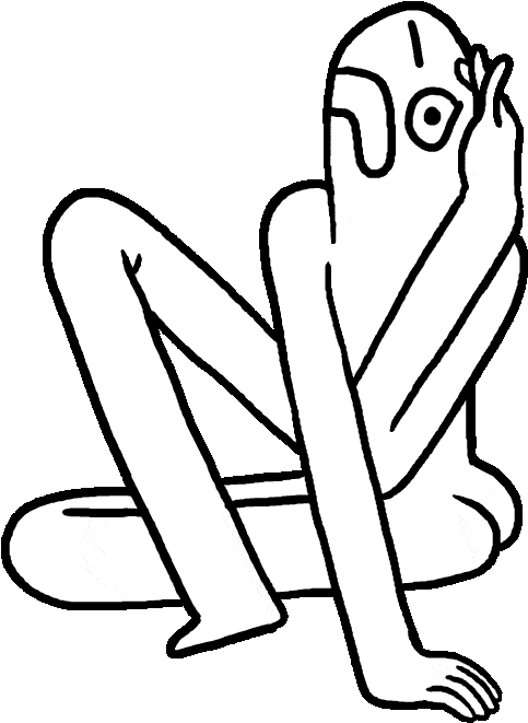 Anxiety Stricken Figure Line Art PNG image with a transparent background, free high-resolution download