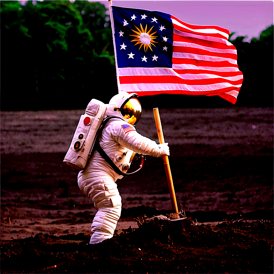 Apollo 11 Flag Planting Png Vqc