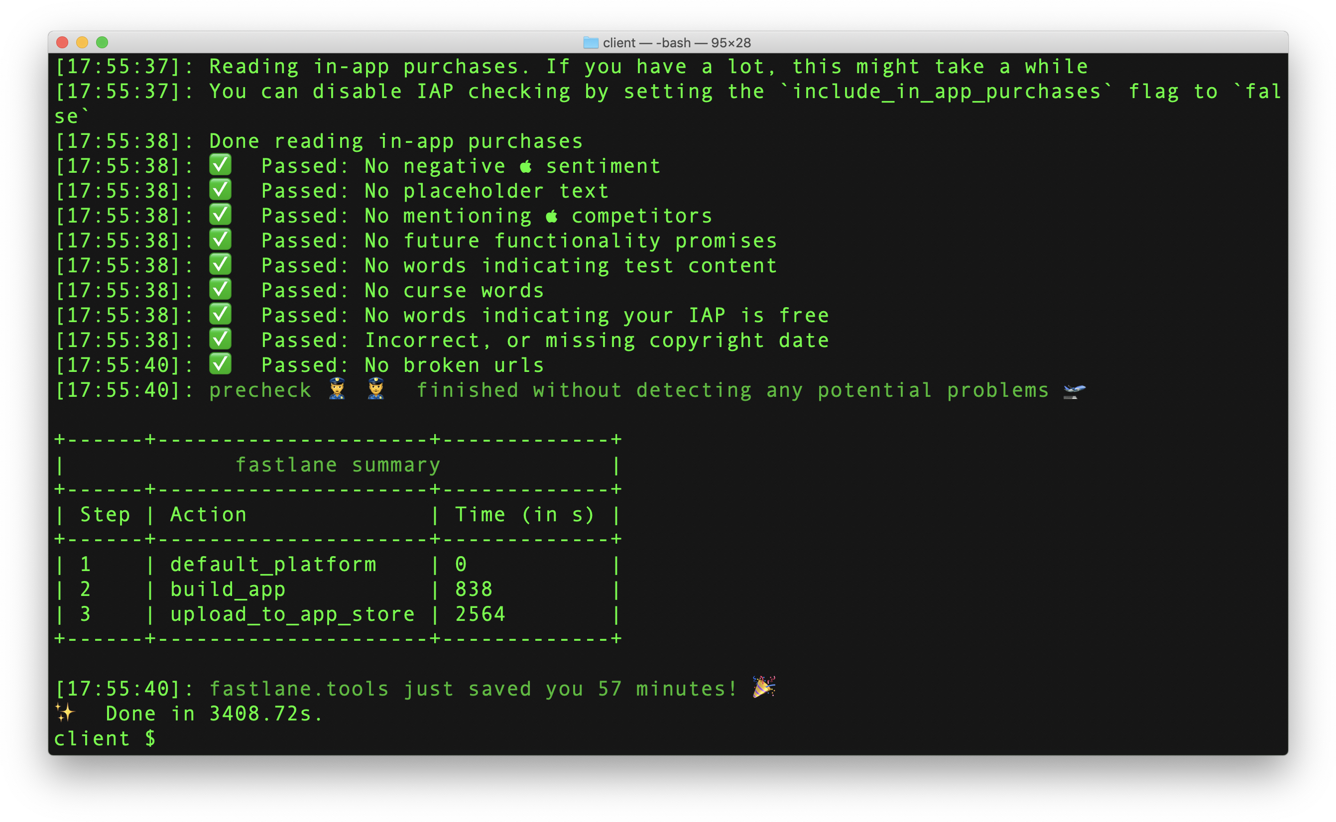 App Deployment Console Output