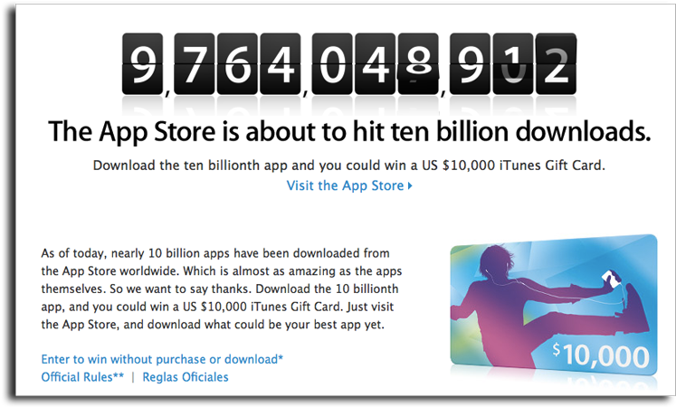 App Store Ten Billion Downloads Promotion