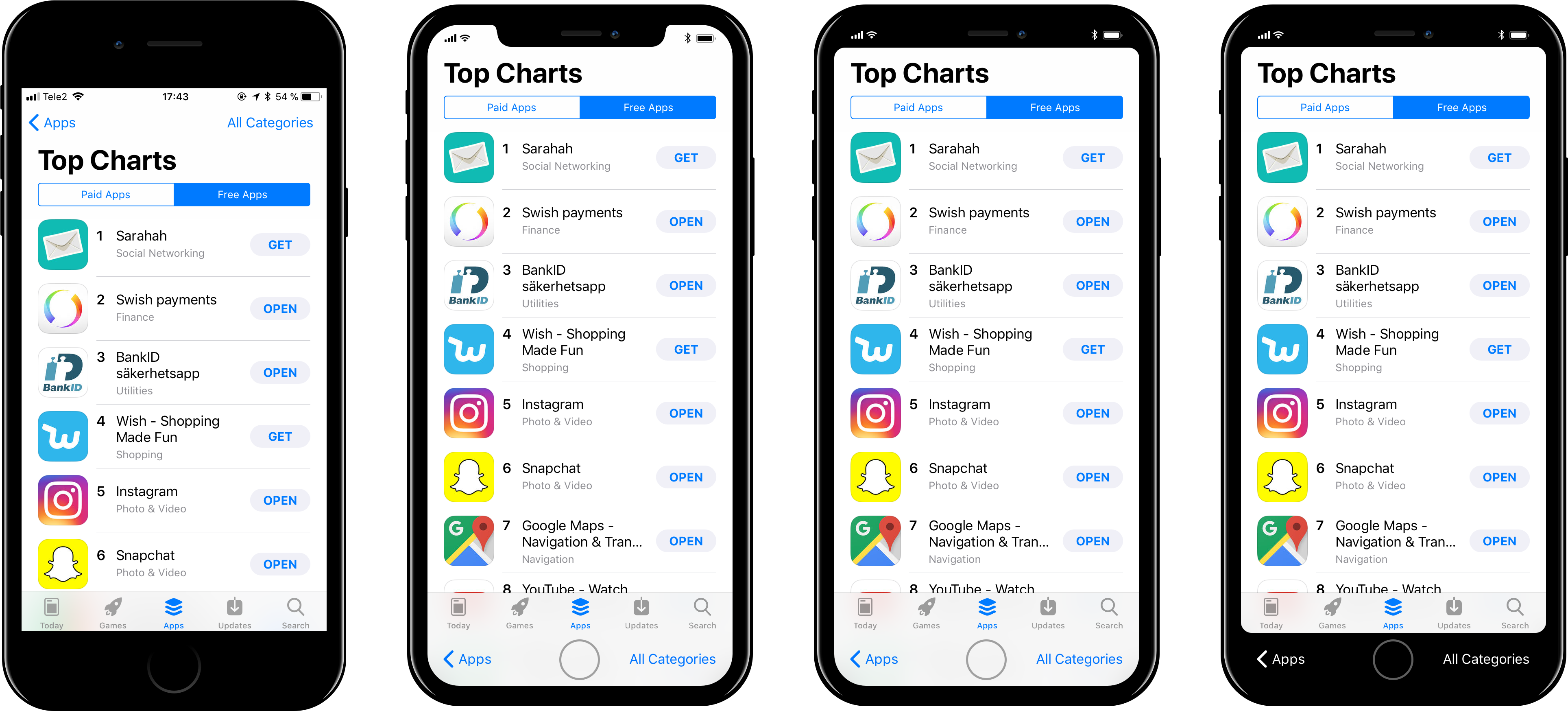 App Store Top Charts Comparison PNG with transparent background