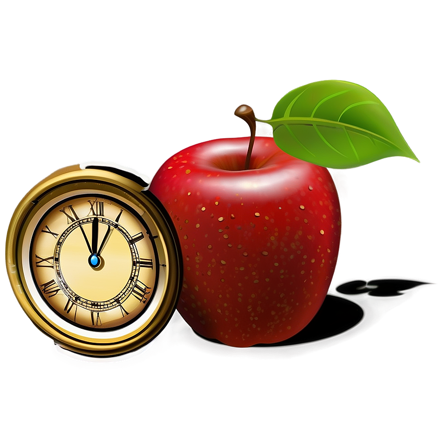 Apple And Clock Clipart Png 39