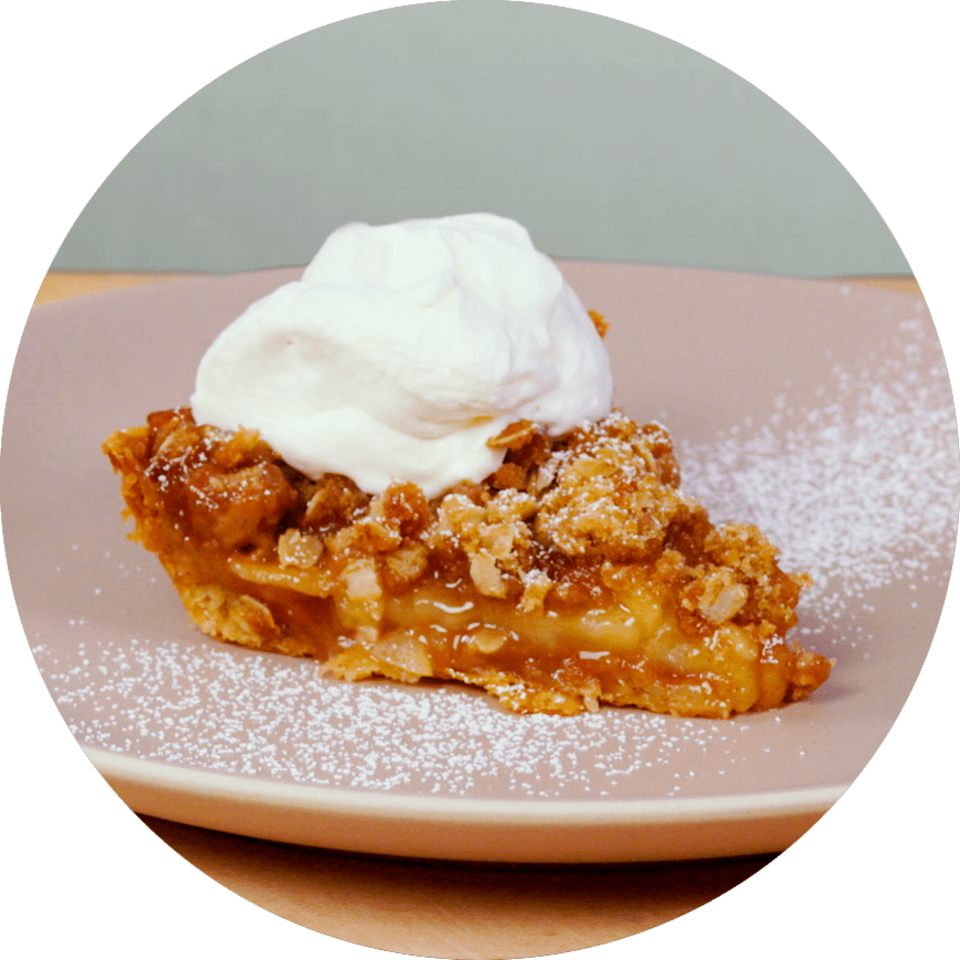 Apple Crumble Piewith Whipped Cream