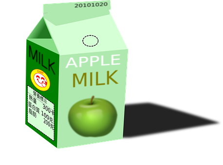 Apple Flavored Milk Carton PNG with transparent background