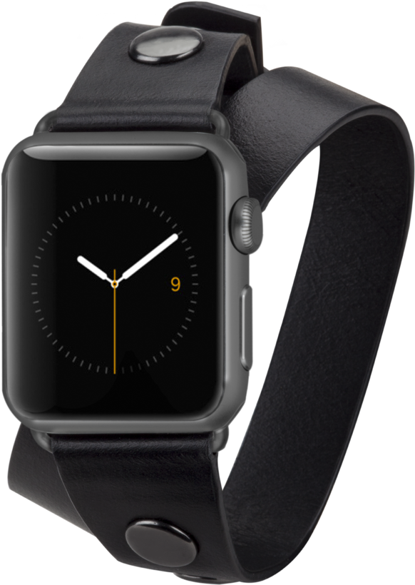 Apple Watch Black Leather Strap