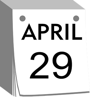 April29 Calendar Page PNG with transparent background