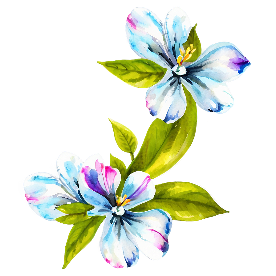 Aquarelle Corner Flower Png Qmc