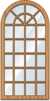 Arched Wooden Window Design PNG with transparent background