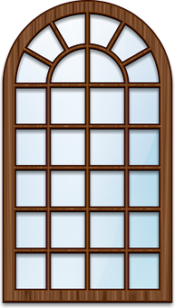 Arched Wooden Window Design PNG with transparent background