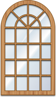 Arched Wooden Window Design PNG with transparent background