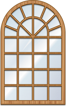Arched Wooden Window Design PNG with transparent background