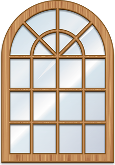 Arched Wooden Window Design PNG with transparent background